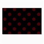 Polka Dots - Bulgarian Rose Red on Black Postcard 4  x 6 