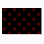 Polka Dots - Bulgarian Rose Red on Black Postcards 5  x 7  (Pkg of 10)