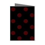 Polka Dots - Bulgarian Rose Red on Black Mini Greeting Cards (Pkg of 8)