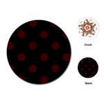 Polka Dots - Bulgarian Rose Red on Black Playing Cards (Round)