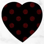 Polka Dots - Bulgarian Rose Red on Black Jigsaw Puzzle (Heart)