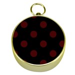 Polka Dots - Bulgarian Rose Red on Black Gold Compass