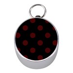 Polka Dots - Bulgarian Rose Red on Black Silver Compass (Mini)