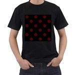 Polka Dots - Bulgarian Rose Red on Black Men s T-Shirt (Black)