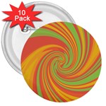 Green and orange twist 3  Buttons (10 pack) 