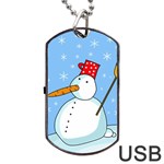 Snowman Dog Tag USB Flash (One Side)