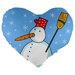 Snowman Large 19  Premium Flano Heart Shape Cushions