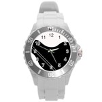 White and black abstraction Round Plastic Sport Watch (L)