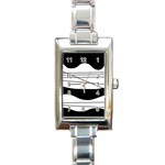 White and black waves Rectangle Italian Charm Watch