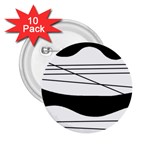White and black waves 2.25  Buttons (10 pack) 