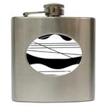 White and black waves Hip Flask (6 oz)
