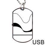 Waves - black and white Dog Tag USB Flash (One Side)