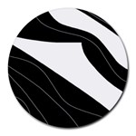 White and black decorative design Round Mousepads