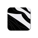 White and black decorative design Rubber Square Coaster (4 pack) 