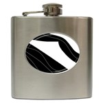White and black decorative design Hip Flask (6 oz)