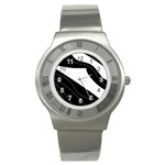 White and black decorative design Stainless Steel Watch