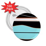 Cyan, black and white waves 2.25  Buttons (100 pack) 