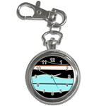 Cyan, black and white waves Key Chain Watches