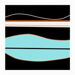 Cyan, black and white waves Medium Glasses Cloth