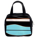 Cyan, black and white waves Classic Handbags (2 Sides)