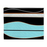 Cyan, black and white waves Cosmetic Bag (XL)