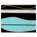 Cyan, black and white waves Cosmetic Bag (XXXL) 