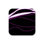 Purple, white and black lines Rubber Square Coaster (4 pack) 