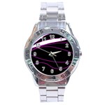 Purple, white and black lines Stainless Steel Analogue Watch