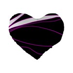 Purple, white and black lines Standard 16  Premium Flano Heart Shape Cushions
