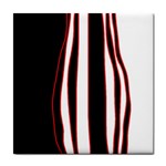 White, red and black lines Tile Coasters
