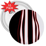 White, red and black lines 3  Buttons (10 pack) 