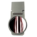 White, red and black lines Money Clips (Round) 