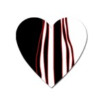 White, red and black lines Heart Magnet
