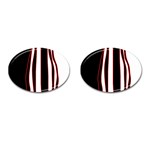 White, red and black lines Cufflinks (Oval)