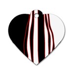 White, red and black lines Dog Tag Heart (Two Sides)