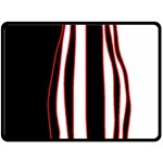 White, red and black lines Fleece Blanket (Large) 