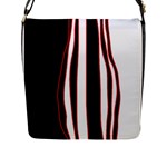 White, red and black lines Flap Messenger Bag (L) 