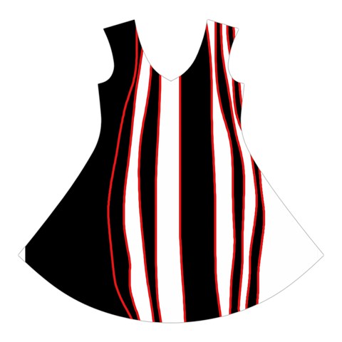 White, red and black lines Short Sleeve V Front