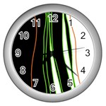 Colorful lines harmony Wall Clocks (Silver) 