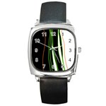 Colorful lines harmony Square Metal Watch