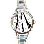 Red, white and black elegant design Round Italian Charm Watch