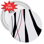 Red, white and black elegant design 3  Buttons (10 pack) 