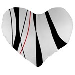 Red, white and black elegant design Large 19  Premium Heart Shape Cushions