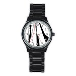 Red, white and black elegant design Stainless Steel Round Watch