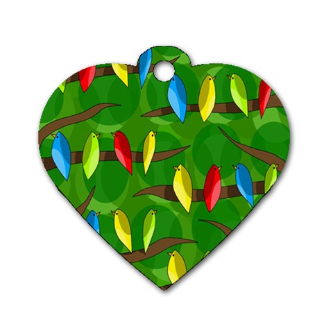 Parrots Flock Dog Tag Heart (Two Sides) from ArtsNow.com Front