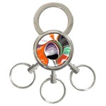 Abstract Orb in Orange, Purple, Green, and Black 3-Ring Key Chains