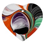 Abstract Orb in Orange, Purple, Green, and Black Heart Ornament (2 Sides)