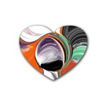Abstract Orb in Orange, Purple, Green, and Black Rubber Coaster (Heart) 