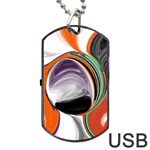 Abstract Orb in Orange, Purple, Green, and Black Dog Tag USB Flash (Two Sides) 