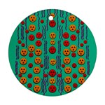 Pumkins Dancing In The Season Pop Art Round Ornament (Two Sides) 
